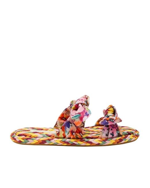 Zimmermann Red Carousel Printed Raffia Sliders