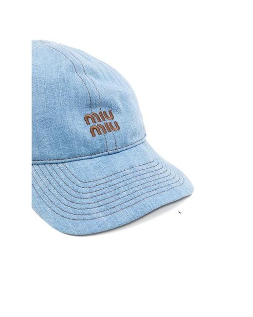 Miu Miu Blue Logo-Embroidered Denim Baseball Cap