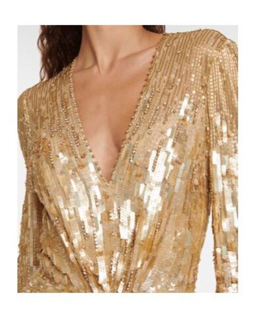 Jenny Packham Metallic Margot Sequined Gown