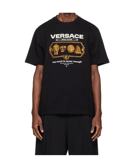 Versace Black Compact Cotton-Jersey T-Shirt for men