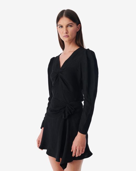 IRO Black Imae Striped Short V-Neck Blouse