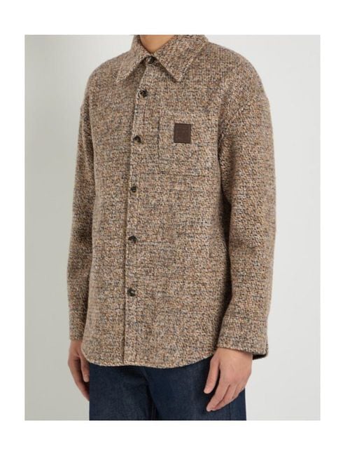 Loewe Brown Logo-Appliquéd Patterned Wool-Blend Jacket for men