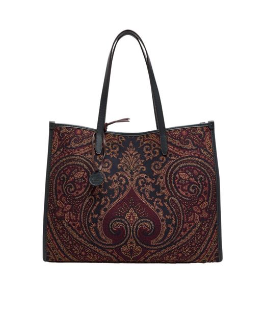 Etro Red Patterned Tote Bag