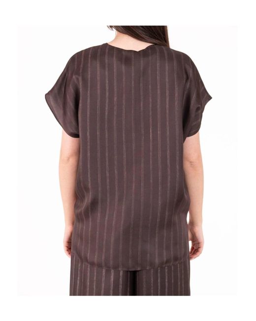 Alysi Red Vertical-Stripe Silk Blouse