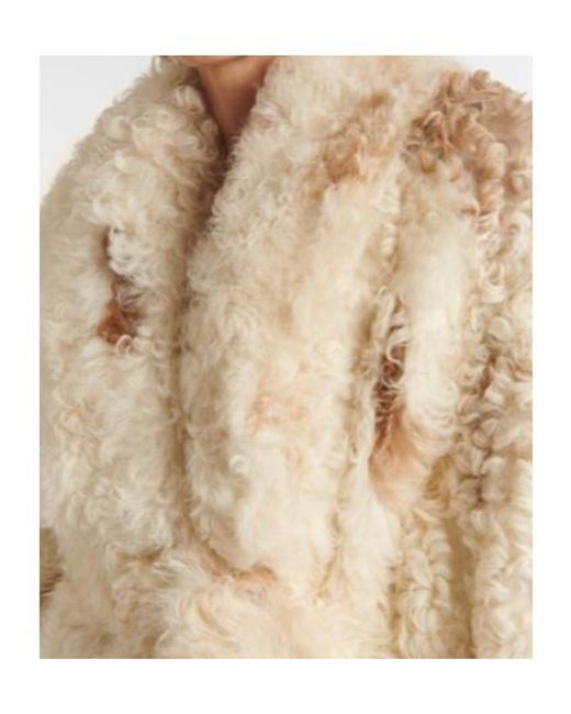 Magda Butrym White Belted Shearling Coat