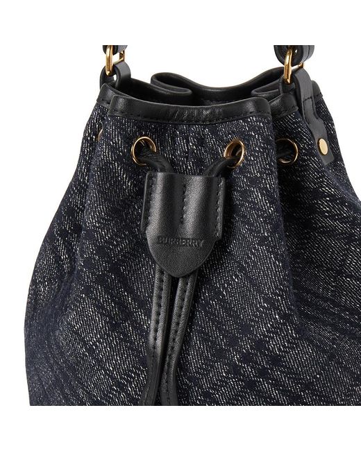 Burberry Black Drawstring Denim Bucket Bag