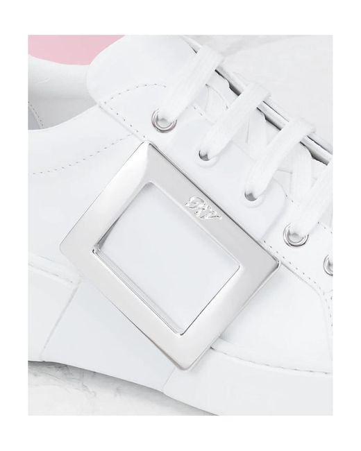 Roger Vivier White Viv' Skate Metal Buckle Sneakers