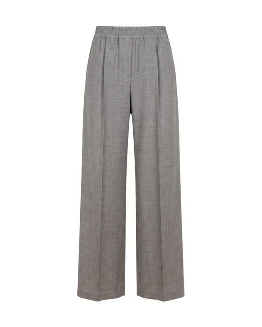 Brunello Cucinelli Gray Pleated Elasticated-Waist Trousers