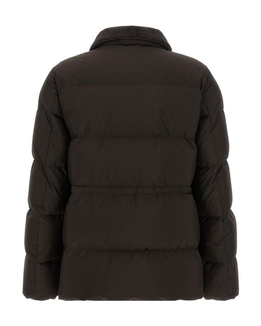 Kiton Black Brushed Panel Drawstring Down Jacket