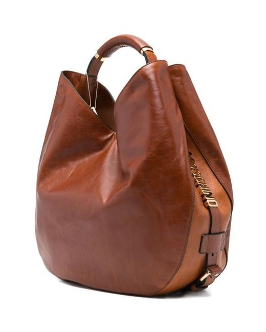 Moschino Brown Handle Leather Shoulder Bag