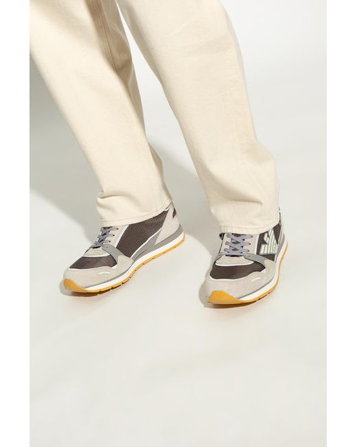 Emporio Armani Gray Panelled Low-Top Sneakers for men