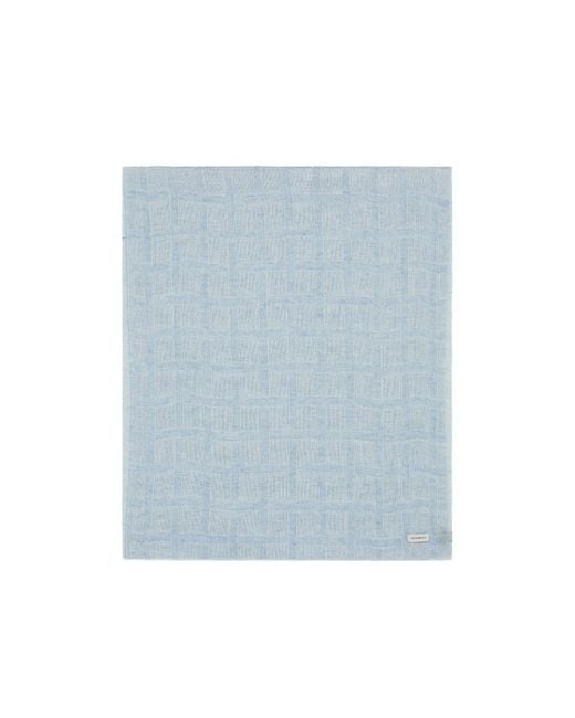 Emporio Armani Blue Brushed Linen Scarf With Lurex