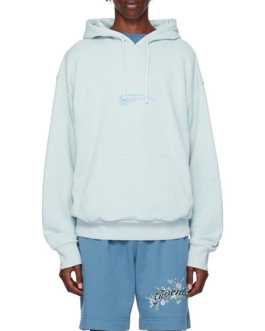 Givenchy Blue Kangaroo Pocket Drawstring Hoodie for men