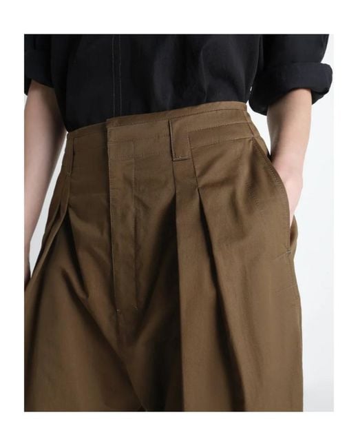 Lemaire Green Pleat Detailed Balloon Bermuda Shorts