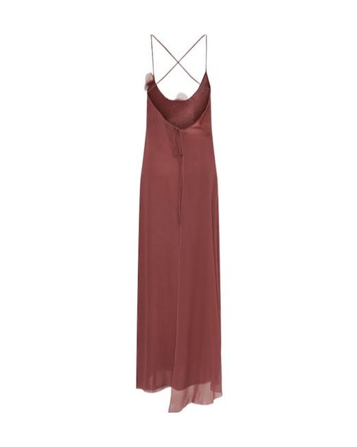Blumarine Purple Georgette Long Dress W/ Flowers