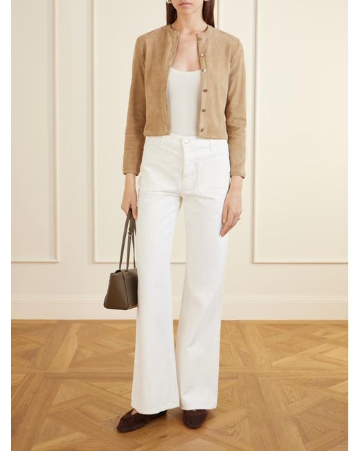 Stouls Natural Solid Color Suede Cardigan