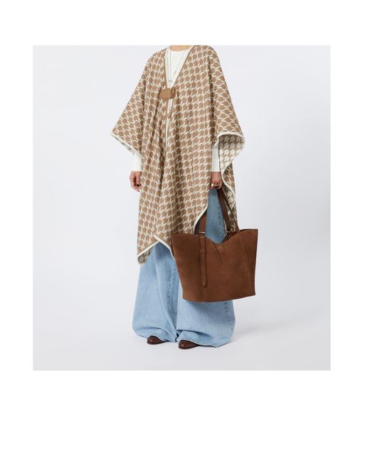 Max Mara Brown Split Leather Archetipo Handbag