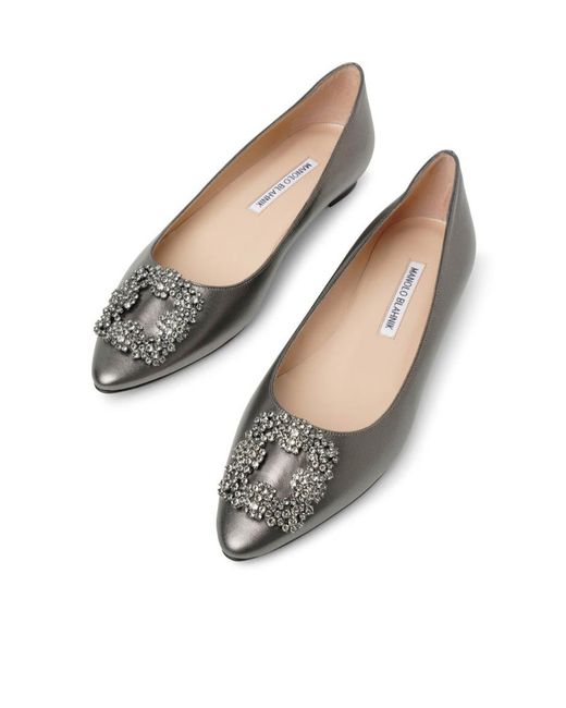 Manolo Blahnik Brown Metallic Nappa Ballerinas