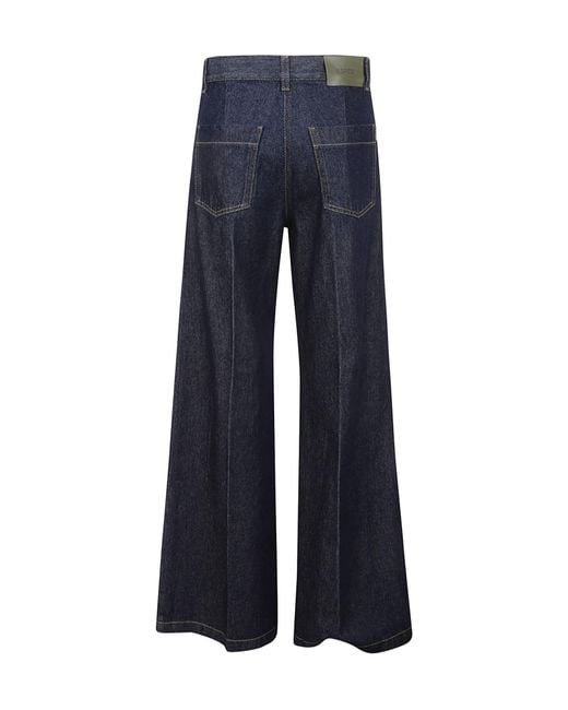 Aspesi Blue Logo Patch Wide Leg Jeans