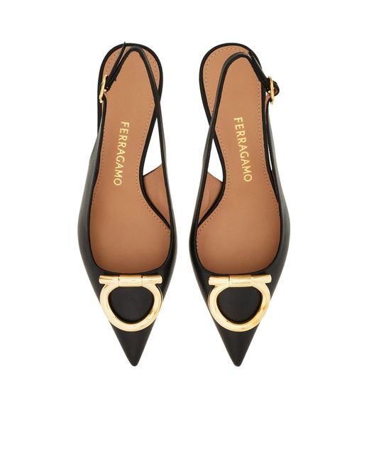 Ferragamo Brown Maxi Gancini Slingback Pump
