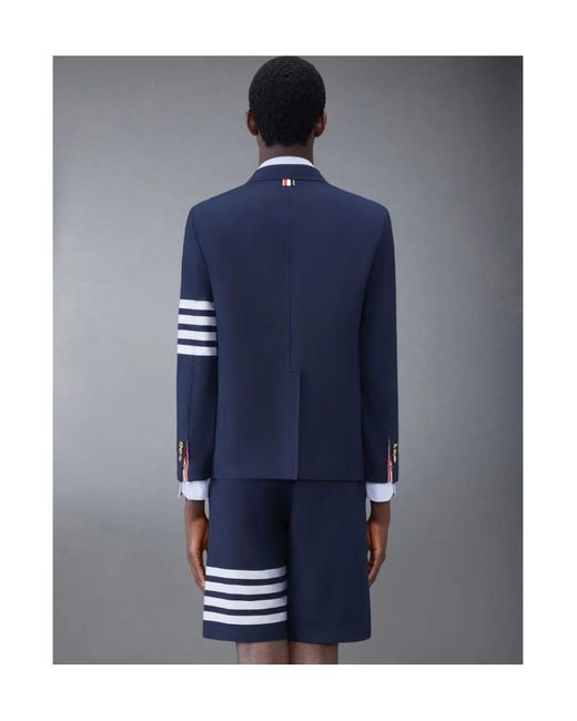 Thom Browne Blue Bar Striped Double-Breasted Blazer for men