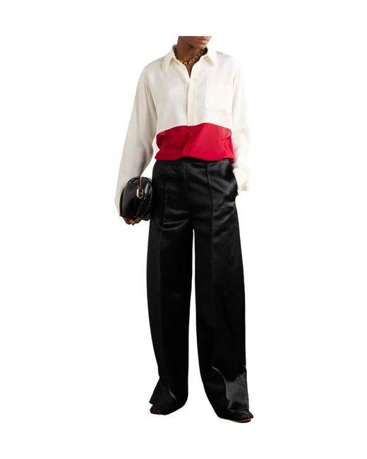 Peter Do Black Satin Raised-Seam Straight Trousers