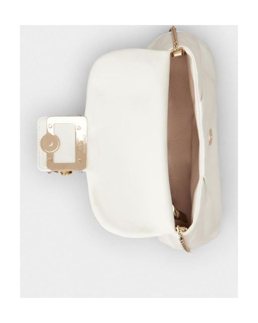 Roger Vivier White Buckle Embellished Mini Satin Bag