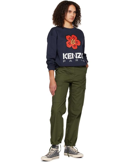 KENZO Blue Logo Printed Crewneck Sweatshirt