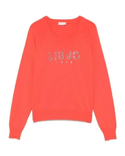 Liu Jo Red Logo-Rhinestone Top