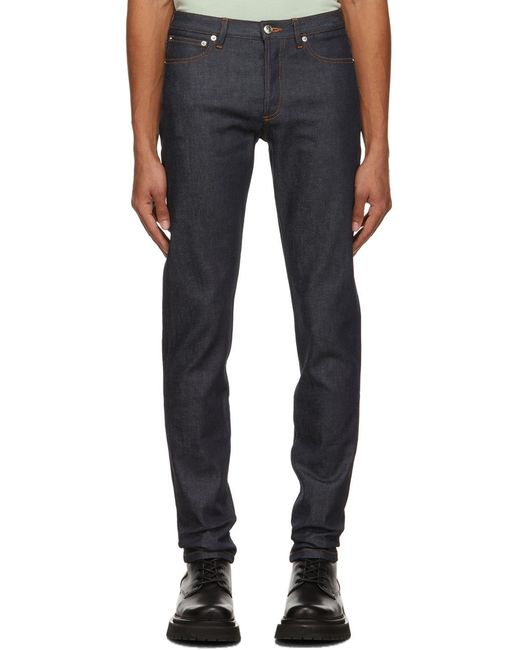 A.P.C. Blue Low-Rise Straight Leg Jeans for men