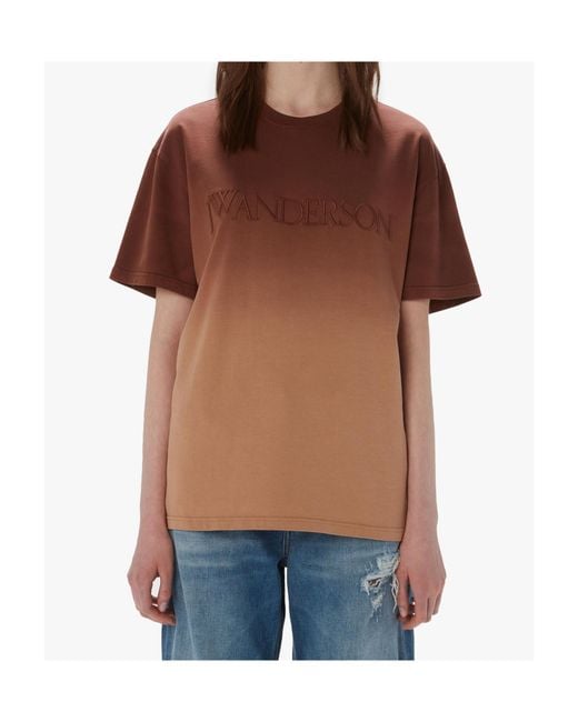 J.W. Anderson Brown Jw Anderson Tie-Dyed Logo Embroidered T-Shirt