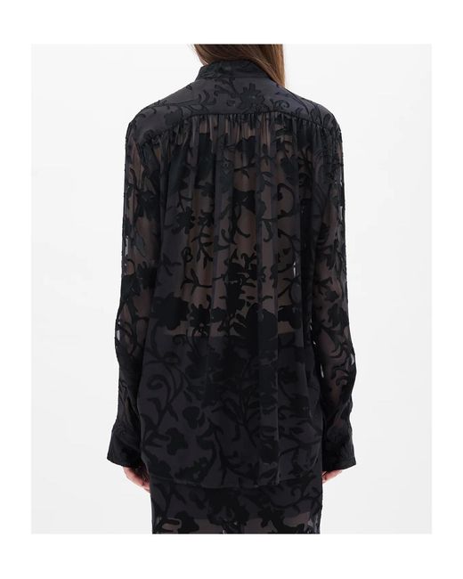Ann Demeulemeester Black Dien Neck-Tie Floral Shirt