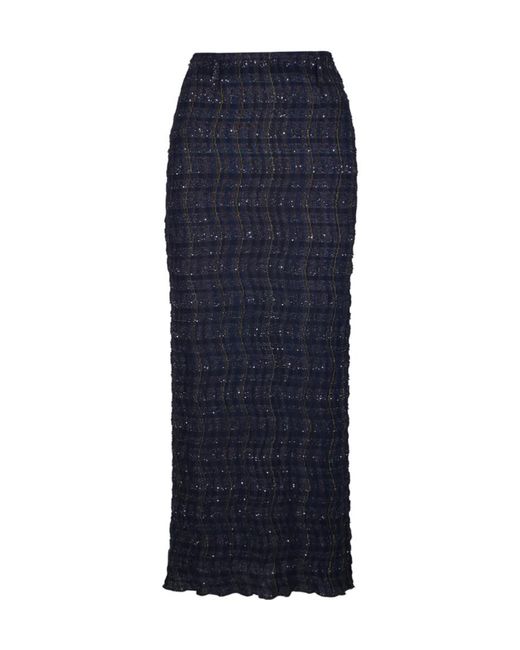 Missoni Blue Pencil Skirt With Textured Woven Fabric