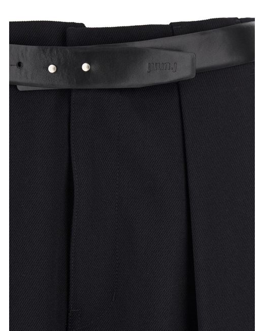 Juun.J Black Belted Casual Pants for men