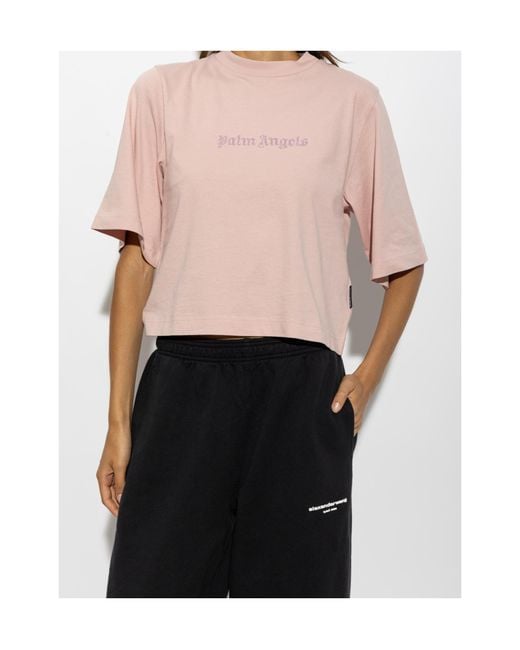 Palm Angels Pink Crew-Neck T-Shirt