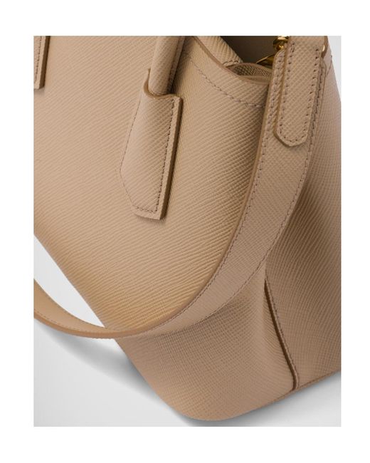 Prada Natural Logo Detailed Top Handle Tote Bag