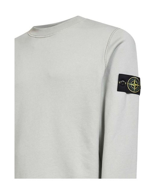 Stone Island Gray Logo Patch Crewneck Sweatshirt for men