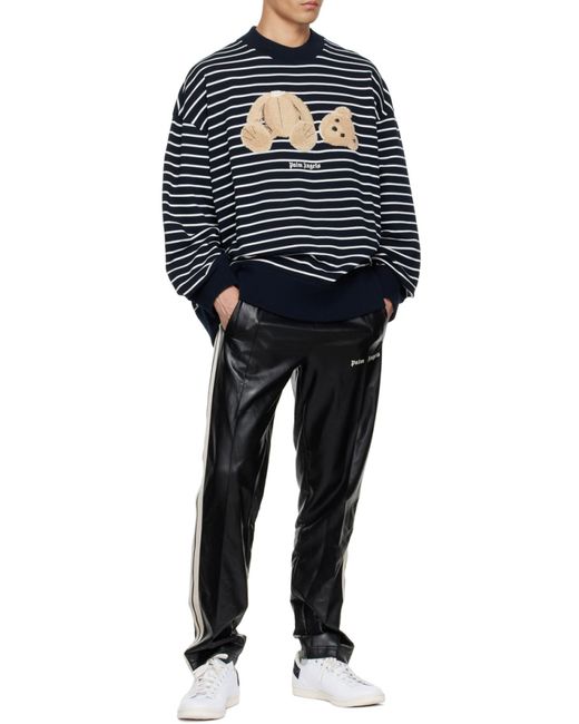 Palm Angels Blue Bear-Print Sweatshirt for men
