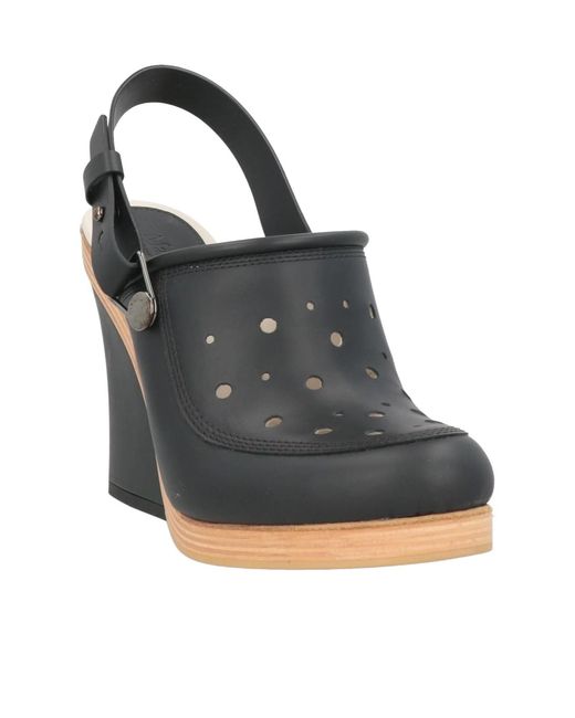 Max Mara Black Minimalist Round Toe Block Heels