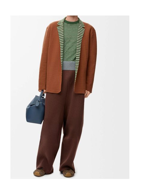 Loewe Green Single-Breasted Striped Jacket for men