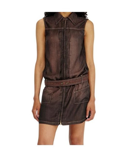 DIESEL Brown De Edros Belted Zip-Front Dress