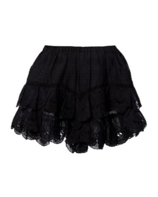 Isabel Marant Black Jocadia Broderie Anglaise Cotton Shorts