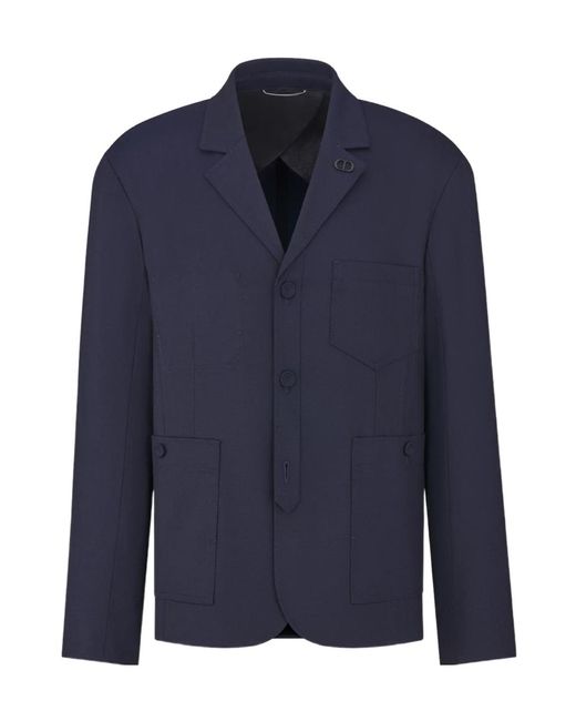 Dior Blue Long-Sleeved Workwear Casual Jacket for men