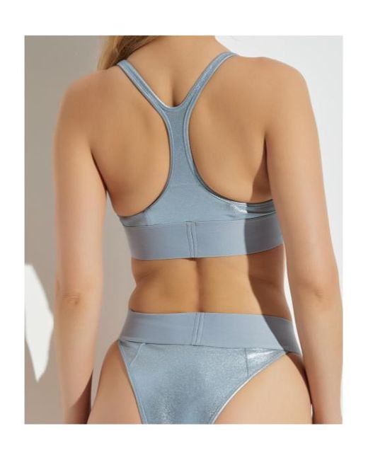 DIESEL Blue Zaira-D-Pop Metallic Racerback Bikini Top