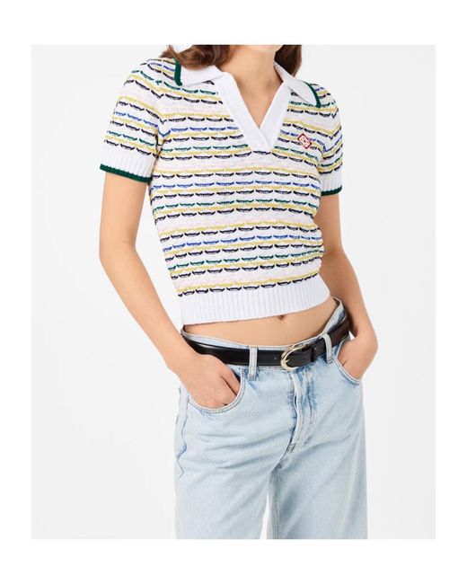 Casablanca White Logo Patch Polo Shirt
