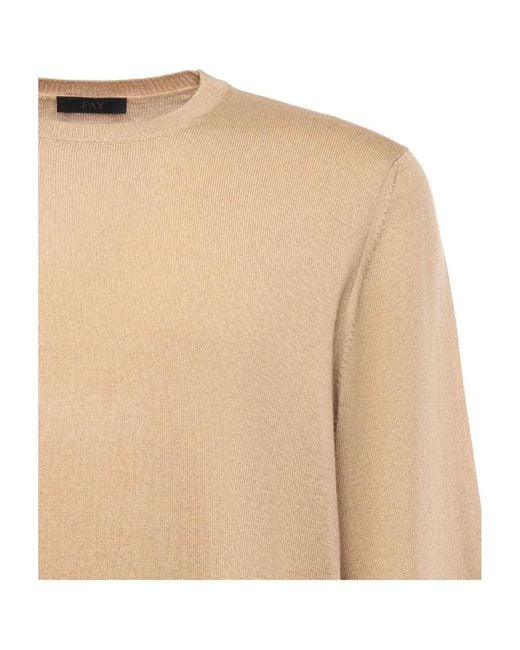 Fay Natural Round-Neck Jumper for men