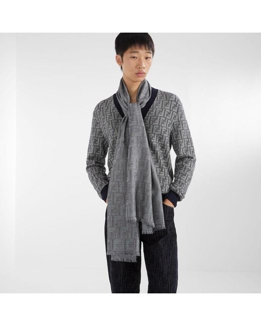 Fendi Blue Monogrammed Buttoned Cardigan for men