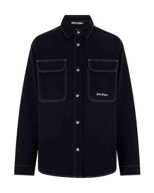 Palm Angels Blue Long Sleeve Shirt for men