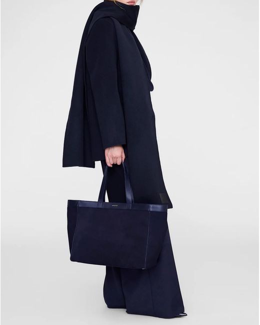 Anine Bing Blue Logo Printed Top Handle Bag