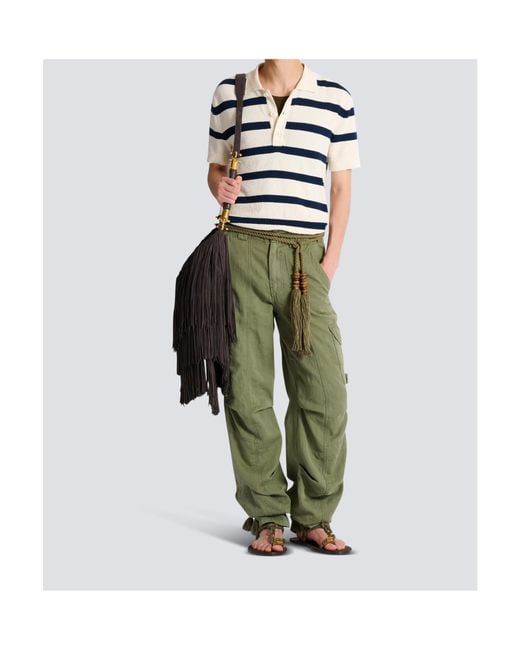 Balmain Green Stamp Cargo Pants for men